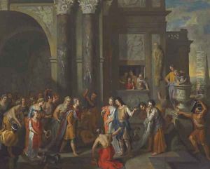Paris presenting Helen to the Court of King Priam by Gerard Hoet
