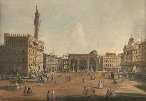 The Piazza della Signoria Florence, looking towards the Loggia dei Lanzi by Giuseppe Zocchi