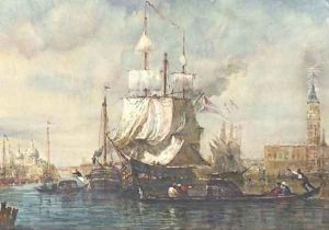 Docking in Venice before the Doge's Palace