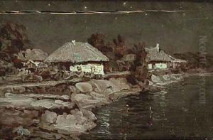 Cottages in the twilight by Viktor Ivanovich Zarubin