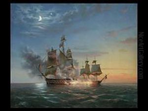 Die Seeschlacht by Ivan Konstantinovich Aivazovsky