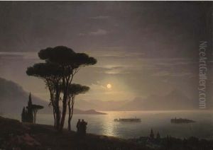 View Of Lake Maggiore And Isola Bella By Moonlight by Ivan Konstantinovich Aivazovsky