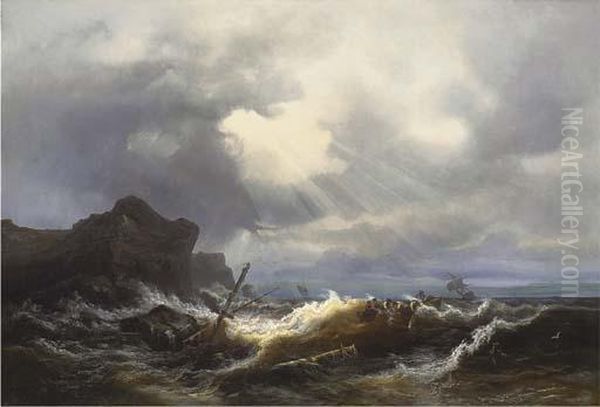 Shipwreck Off The Coast In A Stormy Sea - view 1