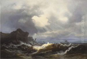 Shipwreck Off The Coast In A Stormy Sea by Ivan Konstantinovich Aivazovsky
