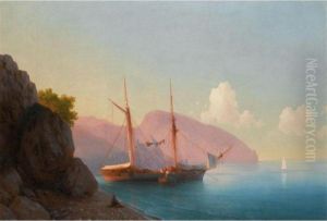Aivazovsky Sketching By The Ayu Dag by Ivan Konstantinovich Aivazovsky