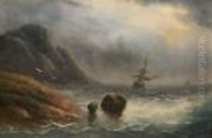 Ships In Storm Near Rocky Coast by Ivan Konstantinovich Aivazovsky