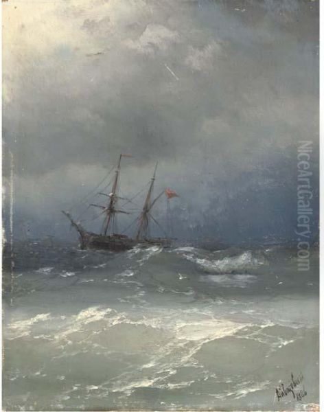 A Ship In Stormy Seas - view 1