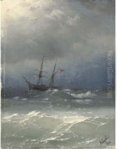 A Ship In Stormy Seas by Ivan Konstantinovich Aivazovsky