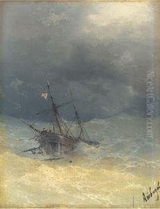 A Ship In Heavy Seas by Ivan Konstantinovich Aivazovsky