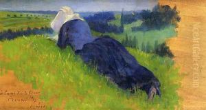 Peasant Woman Stretched out on the Grass by Henri Edmond Cross