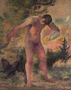 Bather drying himself at St. Tropez, 1893 by Henri Edmond Cross