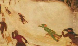 Children Sleighing by Franz von Stuck