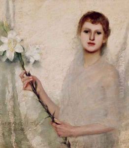 Young Girl with a Flower by Franz von Stuck