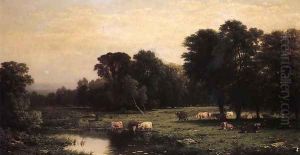Bucolic Landscape with Cows by John William Casilear
