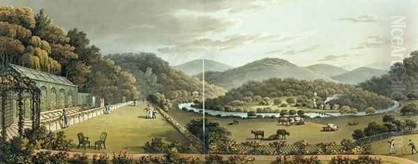 General View from the South and East Fronts of the Cottage at Endsleigh, Devon, After from Fragments on the Theory and Practice of Landscape Gardening, pub. 1816 - view 1