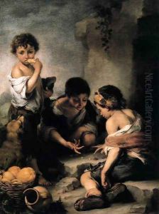Young Boys Playing Dice c. 1675 by Bartolome Esteban Murillo