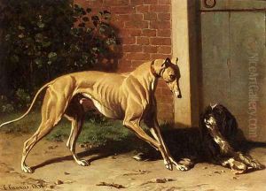 A Greyhound And A Shepherd Dog by Conradyn Cunaeus