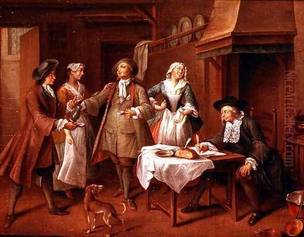 Interior of a Kitchen with Figures Tasting Wine - view 1
