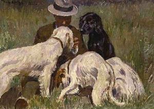 Man with his Setters by Edward Lange