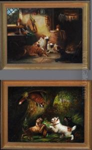 A Cottage Interior With Dogs A Cottage Interior With Dogs