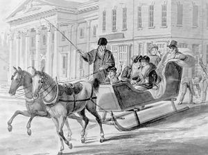 Winter Scene in Philadelphia - the Bank of the United States in the Background by John Lewis Krimmel
