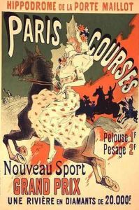 Reproduction of a poster advertising 'Paris Courses', at the Hippodrome de la Porte Maillot, Paris, 1890 by Jules Cheret