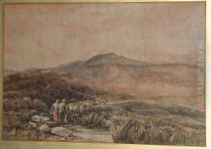 Driving Sheep On Moorland by David Bates