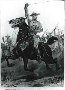 The Defender of Mafeking, Colonel Baden-Powell (1857-1941) in the uniform of the special corps he has raised in British Bechuanaland, 1899, engraved by Thomas Lascelles