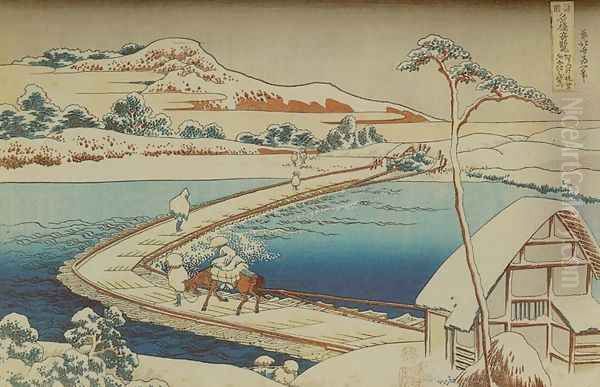 View of the Old Boat-Bridge at Sano in Kozuke Province (Kozuke Sano funabashi no kozu) - view 1