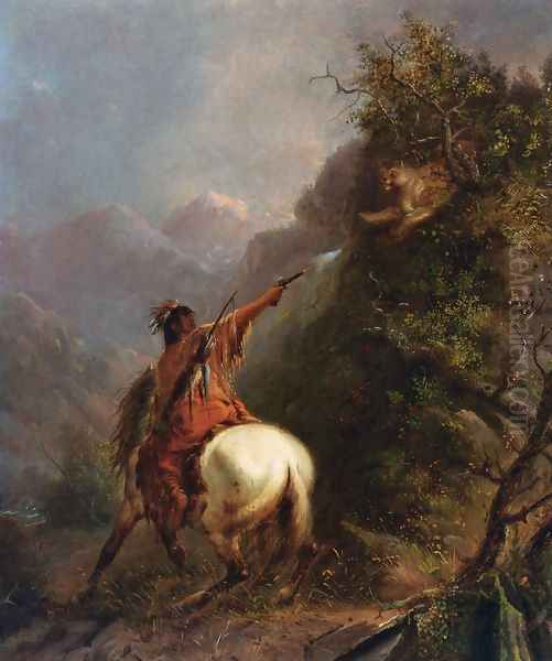 Indian Shooting a Cougar - view 1