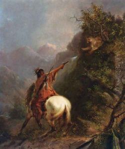 Indian Shooting a Cougar by Alfred Jacob Miller