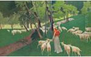 Goatherd With Her Flock