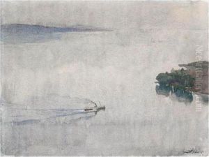 Bateau Sur Le Lac Leman by Ernest Bieler