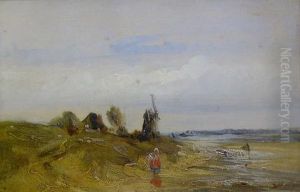 Woman In A Landscape With Windmill Beyond