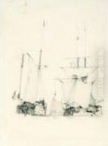 Study Of Boats Under Sail by Richard Parkes Bonington