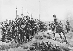 All that was left of the 600, illustration from British Battles on Land and Sea edited by Sir Evelyn Wood (1838-1919) 1915 by Richard Caton Woodville