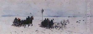Sledging to Czarnokozinice by Adam Chmielowski