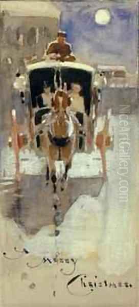 Christmas Card with a Hansom Cab 2 - view 1