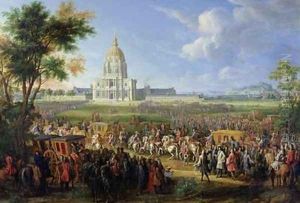 Louis XIV 1638-1715 and his Entourage Visiting Les Invalides 26th August 1706 by Pierre-Denis Martin