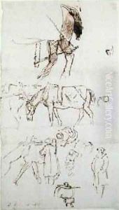 Studies of Horses Men and Carriages 1811 by John Linnell