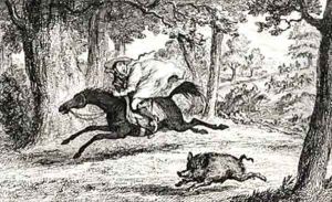 Cardinal Balue chasing a Boar by George Cruikshank I