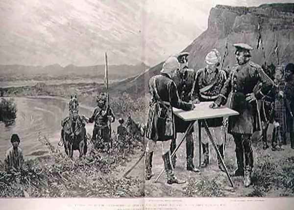The Afghan Boundary Commission: The Russian and British Commissioners at Zulfikar, Fixing the Site of the First Boundary Post, 12th November, engraved by R. Taylor, from The Illustrated London News, 1st September 1886 - view 1
