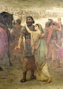 Jephthahs Vow his return from defeating the Ammonites to greet his daughter 1886 by Edwin Longsden Long