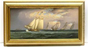 Scene Depicting A Yacht Race With Steamship In Left Background