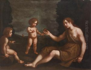 Eva Und Ihre Kinder Kain Und Abel, Im Hintergrund Adam by Caravaggio