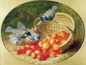 Bluetits pecking at cherries, 1897 by Eloise Harriet Stannard