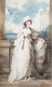 Portrait Of A Lady, Standing On A Balcony