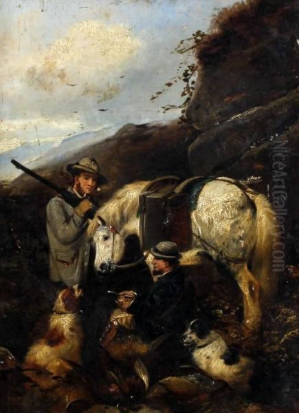 Sportsmen With Ponies, Dogs And Game - view 1