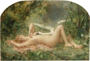 Leda And The Swan (le Triomphe Du Cygne) by Leon Francois Comerre