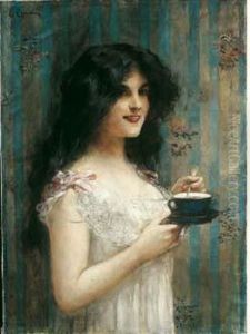Jeune Femme Tenant Une Tasse De The